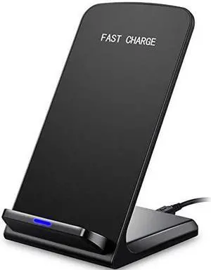 Wireless Charger, Qi Certified Wireless Charging Stand Compatible with iPhone Xs MAX/XR/XS/X/8/8 Plus, 10W Galaxy Note 9/S9/S9 Plus/Note 8/S8, 5W All Qi-Enabled Phones(No AC Adapter), Black