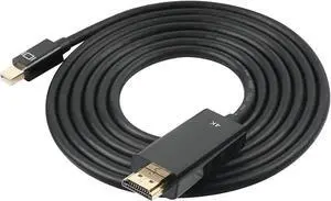 4K Thunderbolt Mini Displayport to HDMI 6 Feet Cable with Audio Mini DP Display Port to HDMI Adapter Converter Gold Plated Cord for MacBook Air Mac Mini Microsoft Surface Pro 3 Pro 4