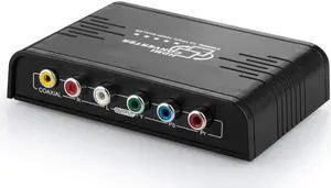 1080P HDMI to Component Video YPbPr Scaler Converter Adapter with Coaxial Audio Output + R / L Audio Support Windows 10 Black