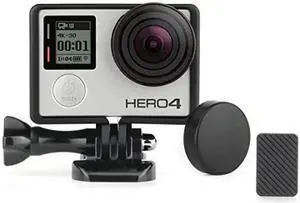 Frame Mount Housing Case with Basic Buckle and Long Thumb Bolt Screw for GoPro Hero 3 3+ 4 Camera and All Slots Fully Accessible-Black