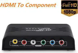 1080P HDMI To Component Video (YPbPr) Scaler Converter Adapter with Coaxial Audio Output and R / L Audio Support Windows 10, Black