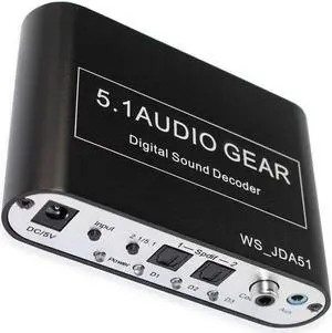 5.1 Audio Gear Digital Sound Decoder Converter - Optical SPDIF/Coaxial Dolby AC3 DTS to 5.1CH Analog Audio US