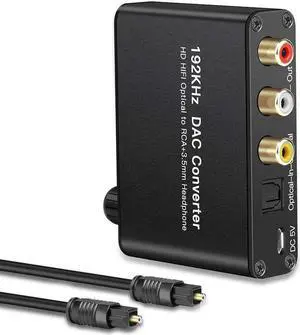 Werleo Digital Audio Converter 192kHz DAC Supports Volume control Digital Coaxial SPDIF Toslink to Analog Stereo L/R RCA 3.5mm Jack Audio Adapter for HDTV, Blu-ray,PS3,XBOX 360,Home Cinema Systems AV