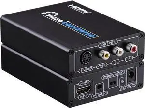 to Composite 3RCA AV S-Video R/L Audio Vdieo Converter Adapter Upscaler Support 720P/1080P with RCA/S-Video Cable for PC Laptop Xbox PS3 TV STB VHS VCR Camera Blue-Ray DVD