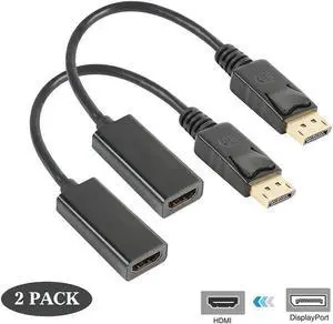 2 Packs Display Port to HDMI Converter Werleo Displayport to HDMI Adapter Cable Male to Female for DisplayPort Enabled Desktops and Laptops to Connect to HDMI Displays adapter For for Lenovo Dell HP
