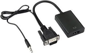 VGA To HDMI Output Adapter 1080P HD GA Male to HDMI Female Audio Video Cable Converter Adapter With Audio Support For TV AV HDTV - Includes Free USB Cable