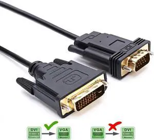 Werleo DVI to VGA DVI D 24+1 to VGA Cable Gold Plated 1080P DVI to VGA Digital Video Cable Adapter Converter with Chip for Laptop HDTV Projector PC Monitor