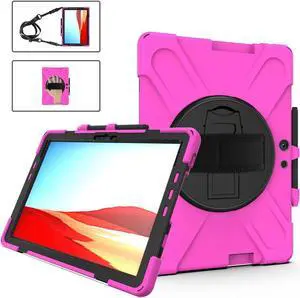 Microsoft Surface Pro Pro X Case Protective Rugged Cover with Pen Holder Hand Strap Rotating Kickstand and Shoulder Strap for Microsoft Surface Pro X 13 inch