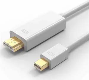 6FT Gold Plated Mini DP to HDMI Adapter Cable 4K Mini DisplayPort Thunderbolt to HDMI HDTV Cable Cord Converter for MacBook LG iPad iMac HP Monitor Surface Pro
