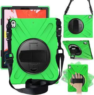 iPad Pro 12.9 Case 3rd Gen 2018 Heavy Duty Shockproof Protective Case Cover with 360 Degree Rotating Kickstand / Adjustable Hand Strap and Carrying Shoulder Strap for iPad Pro 12.9 3rd Generation