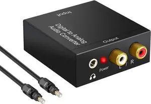 Werleo Digital to Analog Converter DAC Digital SPDIF Toslink to Analog Stereo Audio L/R Converter Adapter with Optical Cable for PS3 XBox HD DVD PS4 Home Cinema Systems AV Amps Apple TV