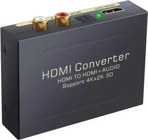 Werleo HDMI Audio Extractor V1.4 HDMI to HDMI + Optical Toslink(SPDIF) + RCA(L/R) Stereo Analog Outputs Video Audio Splitter Converter Support 4K Black