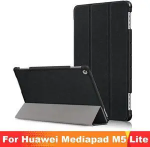 Case for Huawei MediaPad M5 Lite 10 BAH2-W19 / L09 / W09 Ultra Slim PU Leather Smart Stand Cover for Media Pad M5 Lite 10.1 inch Case Black