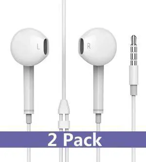 Earbuds, Headphones with Microphone New Earphones for apple iPhone 6s 6 Plus 5s 5 4s 4 SE iPad iPod 7 and all 3.5mm Headphones devices. (white) 2 Pack