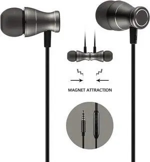 in-Ear Earbuds Headphones Werleo Magnetic Wired Earphones Stereo Bass Noise Cancelling Ear Buds Headsets with Microphone and Volume Control for All 3.5mm Jack Phones