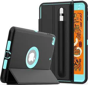 iPad Mini 5 Case iPad Mini 4 Case WERLEO Smart Case Protective Cover Auto Sleep Wake with Stylus Holder Three Layer Drop Protection Heavy Duty Stand Case for iPad Mini 5th / 4th Gen Blue