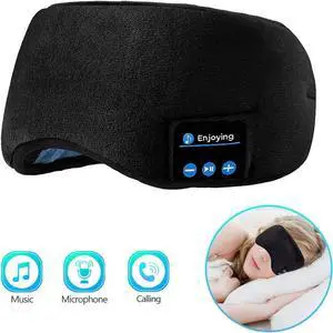 Sleep Headphones Bluetooth Eye Mask Wireless Bluetooth 5.0 Headphones Music Travel Sleeping Headphones Handsfree Sleeping Mask with Built-in Speakers Microphone Washable