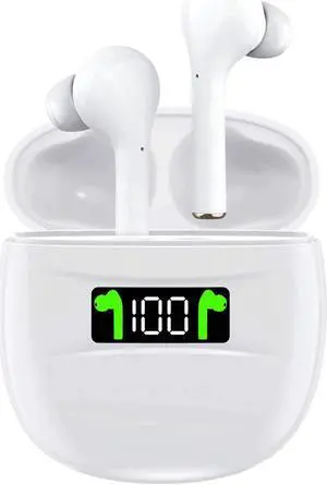 Wireless Earbuds Bluetooth 5.0 IPX7 Waterproof Headphones with Digital Intelligence LED Display Charging Case HD Stereo Built-in Mic in-Ear Sports Earphones 80 Hrs Playtime for Running Gym Office
