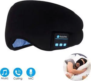 Bluetooth Sleep Eye Mask Wireless Headphones Sleep Headphones Bluetooth 5.0 Eye Mask for Sleeping Travel Music Eye Cover with Microphone Handsfree, Birthday Gifts for Women Men Black