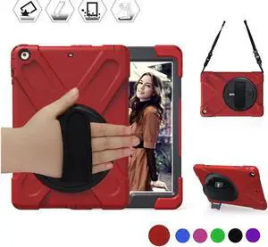For iPad Mini Case iPad Mini 1 2 3 Case Cover ShockProof Rugged Hybrid Protective Silicone Case For Apple iPad Mini 1 2 3 Case with with 360 Degree Rotating Kickstand Hand Grip Strap Shoulder Strap