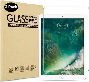 [2 Pack] Tempered Screen Protector For iPad Pro 12.9 Inch 2015 2017 1st Gen 2nd Gen, Model A1584 A1652 A1670 A1671 A1821 Tempered Glass Film Protector, Face ID & Apple Pencil & Case Compatible