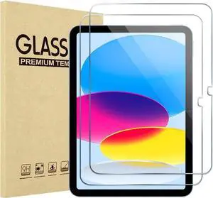 [2 Pack] Tempered Screen Protector For iPad 10.9 10th Generation 2022 Model A2696 A2757 A2777 Tempered Glass Film Protector, Face ID & Apple Pencil & Case Compatible