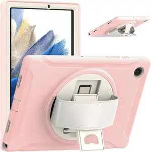 Galaxy Tab A8 Case 10.5 Inch 2022 (SM-X200/X205/X207), Rugged Heavy Duty Shockproof Case with Hand Strap Rotating Kickstand Protective Cover Case for 10.5" Galaxy Tab A8 2022 Pink
