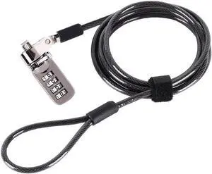 Notebook Laptop Combination Lock Security Cable - 4 Digit Password Protections, Theft Deterrent - with Sturdy Thick Black Security Cable - for Desktops, Laptops and Projectors