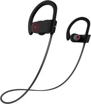 Bluetooth Headphones Wireless Sports Earphones with Mic IPX7 Waterproof HD Stereo Sweatproof Earbuds for Gym Running 7-9 Hrs Playback Noise Cancelling Headsets - Black