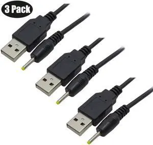 Werleo 3 Packs 3FT USB 2.0 A Type Male to DC 2.5 x 0.7mm 5V DC Barrel Jack Power Cable Cord Black Usb to 5V Power Cable Usb to Dc Power Cable