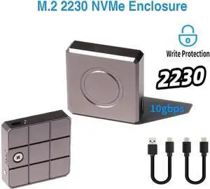 Weastlinks M2 SSD Case M.2 NVME 2230 SSD Enclosure USB 3.2 10Gbps To NVMe M-Key External Solid State Drive Case with Write Protection