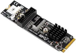 M.2 M Key NVME PCIe to USB 3.1 Front Panel Expansion Board Card 10Gb TYPE-E + 5Gb 20 Pins 2 Port USB3.0 Adapter Hub Riser for PC