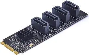 Weastlinks NEW M.2 NVME to Mini SAS SFF-8087 Expansion Card Support 4 Port SATA3.0 6Gbps HDD SSD SATA Controller SFF8087 to M2 NVME Adapter Grey