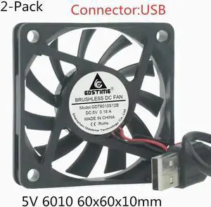 Weastlinks 2PCS DC 5V 12V USB Fan 6cm 60mm 6010 60x60x10mm Ultrathin Brushless Axial Cooling Fan 6010 Fan 2510 3Pin USB Fan Grill Net