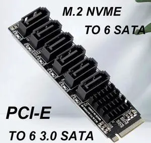 to SATA Expansion Card M.2 to SATA Adapter M2 Connector Internal SSD SATA 3 Port Multiplier NGFF M Key to SATA3 Controller