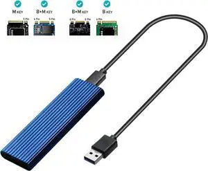 M2 SSD Case Enclosure Dual Protocol M.2 SATA NVME to USB Adapter 10Gbps USB3.1 Gen2 USB C External Box Support 2230-2280 M.2 SSD White