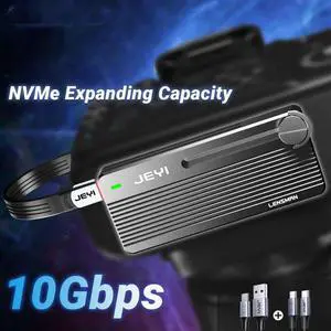 M.2 NVMe SSD Enclosure with Camera Mounting Screw, USB 3.1 Gen2 10Gbps Transfer Camera Footage, Compatible with PC, phone N/A