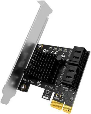Chi a Mining SATA PCI-E Adapter 4 Port SATA 3.0 to PCIe x1 GEN3 Expansion Card SATA 3 III PCI-e PCI Express Card ASMedia ASM1064 Grey