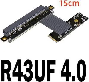 PCI-E 4.0 16x PCIe x16 Extender to M2 M.2 NVMe M-Key Riser Card Extension Cord Gen4.0 64Gbps with Sata Power Cable
