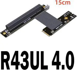 PCI-E 4.0 16x PCIe x16 Extender to M2 M.2 NVMe M-Key Riser Card Extension Cord Gen4.0 64Gbps with Sata Power Cable