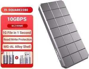 M.2 NVME 2280 2230 SSD Enclosure, USB 3.2 10Gbps to NVME M-Key(B&M Key) External Solid State Drive Case