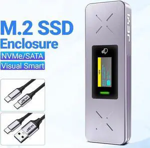 Visual Smart M.2 NVMe / SATA SSD Enclosure, USB 3.2 Gen 2 10Gbps, External M2 Adapter Case Support M-Key B+M Key UASP Trim