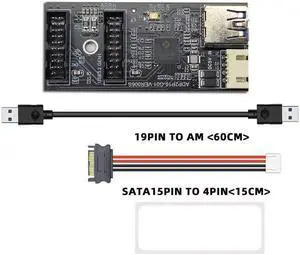 Header 19pin to Dual 19Pin Motherboard Splitter USB 3.0 Hub USB Adapter Conector USB 19Pin Connector 6Gbps Riser Extension Cable