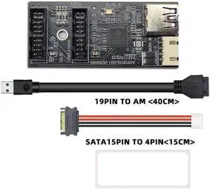 Header 19pin to Dual 19Pin Motherboard Splitter USB 3.0 Hub USB Adapter Conector USB 19Pin Connector 6Gbps Riser Extension Cable Grey