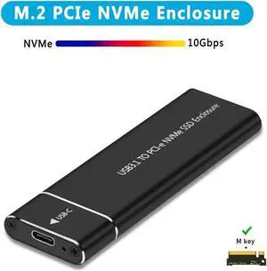 M.2 NVMe SSD Enclosure Adapter Aluminum Case USB C 3.1 Gen2 10Gbps to NVMe PCIe External Box for 2230/2242/2260/2280 M2 NVMe SSD