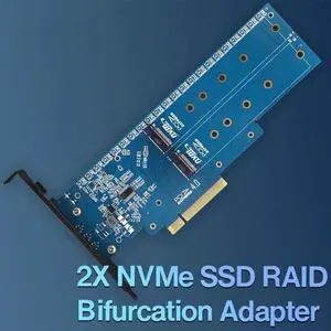 Dual NVMe PCIe Adapter, JEYI M.2 NVMe SSD to PCI-e 4.0 x8/x16 Card Support M.2 (M Key) NVMe SSD 2280/2260/2242/2230