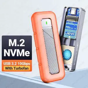 M.2 NVMe SSD Enclosure with Turbo Fan, USB C 3.2 Gen 2 10 Gbps NVME External Solid State Drive With Silicone Protector Case