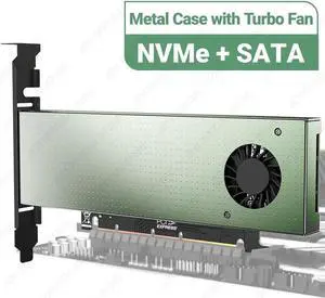 SK9 M.2 Dual PCIE 4.0 Adapter for NVMe / NGFF SSD With Turbo Fan, NVME (m Key) and SATA (b Key) SSD to PCIe x4 X8 X16 Slot N/A SK9 M.2 Dual PCIE 4.0 Adapter for NVMe / NGFF SSD With Turbo Fan, NVME (m Key) and SATA (b Key) SSD to PCIe x4 X8 X16 Slot N/A