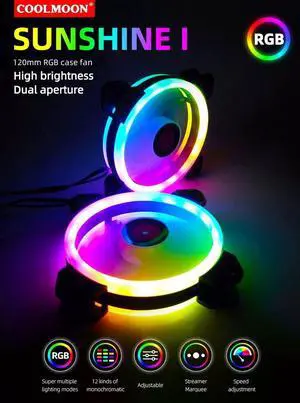 12cm RGB Series Case Fan, Wireless RGB LED 120mm Fan,Quiet Edition High Airflow Adjustable Color LED Case Fan For PC Cases White