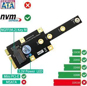 mSATA to Key B M.2 SATA SSD Adapter Convert Card Riser Board mSATA to M.2 SSD Converter Support 2230 2242 2260 2280 M2 SSD